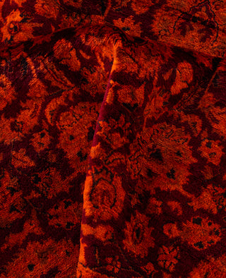 Contemporary Overdyed Wool Hand Knotted Orange Round Area Rug 8' 2" x 8' 2"