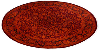 Contemporary Overdyed Wool Hand Knotted Orange Round Area Rug 8' 2" x 8' 2"