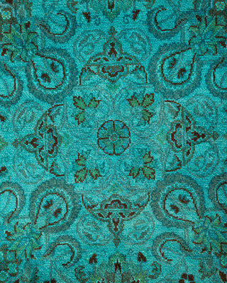 Contemporary Hand-Knotted Overdyed Blue Round Area Rug 4' 2" x 4' 3"