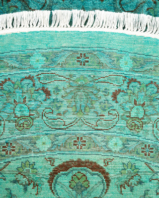 Contemporary Hand-Knotted Overdyed Blue Round Area Rug 4' 2" x 4' 3"
