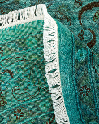 Contemporary Hand-Knotted Overdyed Blue Round Area Rug 4' 2" x 4' 3"
