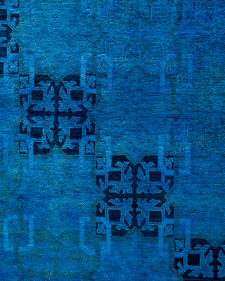 Contemporary Hand-Knotted Overdyed Blue Area Rug 7' 10" x 10' 2"