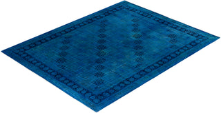 Contemporary Hand-Knotted Overdyed Blue Area Rug 7' 10" x 10' 2"