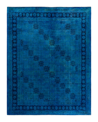 Contemporary Overyed Wool Hand Knotted Blue Area Rug 7' 10" x 10' 2"