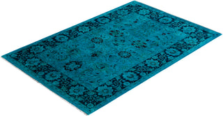 Contemporary Hand-Knotted Overdyed Blue Area Rug 4' 0" x 6' 1"