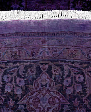Contemporary Overdyed Wool Hand Knotted Purple Round Area Rug 8' 7" x 8' 9"