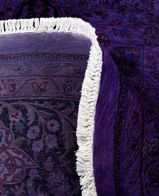 Contemporary Overdyed Wool Hand Knotted Purple Round Area Rug 8' 7" x 8' 9"