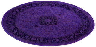 Contemporary Overdyed Wool Hand Knotted Purple Round Area Rug 8' 7" x 8' 9"