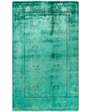 Overdyed Hand-Knotted Wool Modern-Contemporary Green Area Rug 5' 1" x 8' 3"