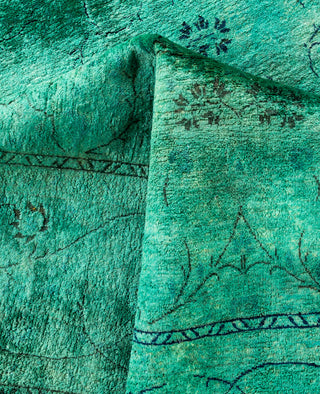 Overdyed Hand-Knotted Wool Modern-Contemporary Green Area Rug 5' 1" x 8' 3"