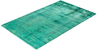 Overdyed Hand-Knotted Wool Modern-Contemporary Green Area Rug 5' 1" x 8' 3"