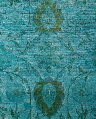 Overdyed Hand-Knotted Wool Modern-Contemporary Blue Area Rug 7' 10" x 9' 10"