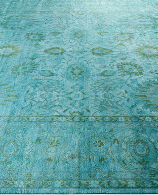 Overdyed Hand-Knotted Wool Modern-Contemporary Blue Area Rug 7' 10" x 9' 10"