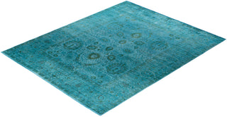 Overdyed Hand-Knotted Wool Modern-Contemporary Blue Area Rug 7' 10" x 9' 10"