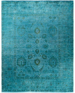 Overdyed Hand-Knotted Wool Modern-Contemporary Blue Area Rug 7' 10" x 9' 10"