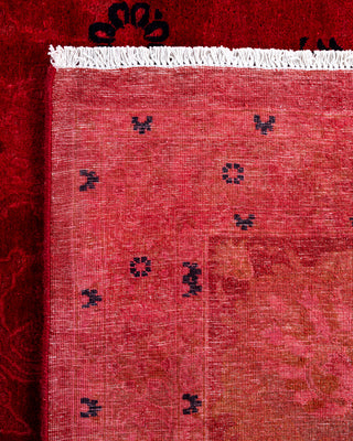 Contemporary Hand-Knotted Overdyed Red Area Rug 9' 1" x 11' 10"