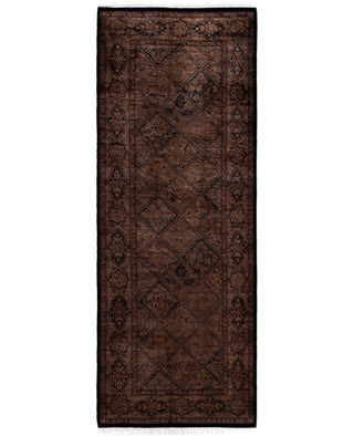 Overdyed Hand-Knotted Wool Modern-Contemporary Brown Runner 2' 6" x 6' 10"
