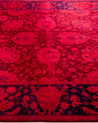 Modern Overdyed Hand Knotted Wool Pink Area Rug 6' 1" x 9' 2"
