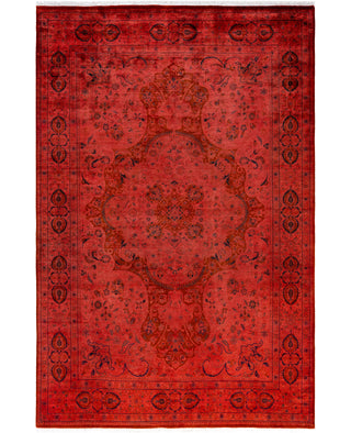 Overdyed Hand-Knotted Wool Modern-Contemporary Pink Area Rug 6' 1" x 9' 0"