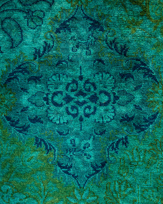 Modern Overdyed Hand Knotted Wool Green Area Rug 6' 1" x 8' 3"