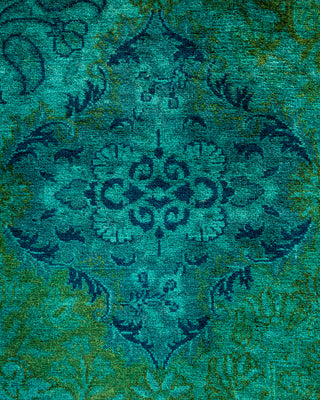 Contemporary Hand-Knotted Overdyed Green Area Rug 6' 1" x 8' 3"