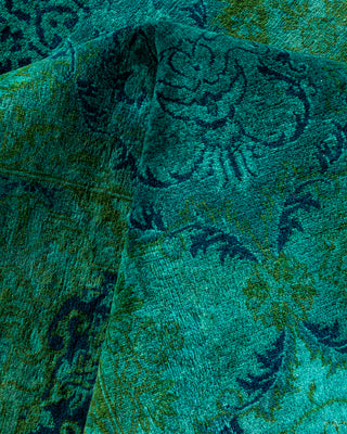 Contemporary Hand-Knotted Overdyed Green Area Rug 6' 1" x 8' 3"