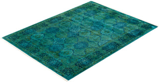 Modern Overdyed Hand Knotted Wool Green Area Rug 6' 1" x 8' 3"