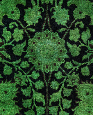 Overdyed Hand-Knotted Wool Modern-Contemporary Green Runner 2' 7" x 8' 8"
