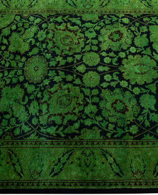 Overdyed Hand-Knotted Wool Modern-Contemporary Green Runner 2' 7" x 8' 8"