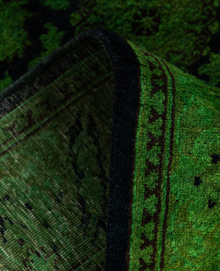 Overdyed Hand-Knotted Wool Modern-Contemporary Green Runner 2' 7" x 8' 8"
