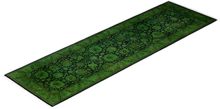 Overdyed Hand-Knotted Wool Modern-Contemporary Green Runner 2' 7" x 8' 8"