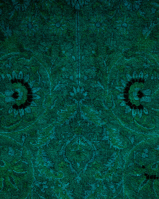 Contemporary Hand-Knotted Overdyed Green Area Rug 6' 2" x 9' 4"