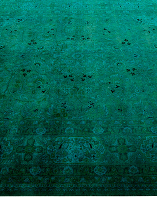 Contemporary Hand-Knotted Overdyed Green Area Rug 6' 2" x 9' 4"