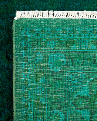Contemporary Hand-Knotted Overdyed Green Area Rug 6' 2" x 9' 4"