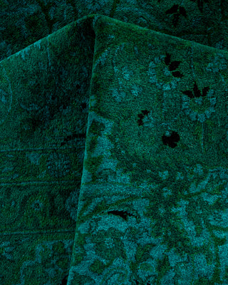 Contemporary Hand-Knotted Overdyed Green Area Rug 6' 2" x 9' 4"