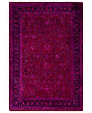 Overdyed Hand-Knotted Wool Modern-Contemporary Purple Area Rug 4' 1" x 6' 1"