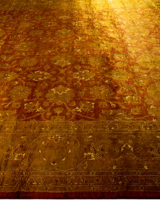 Modern Overdyed Hand Knotted Wool Gold Area Rug 9' 2" x 12' 3"