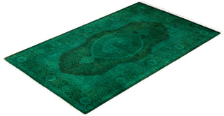 Overdyed Hand-Knotted Wool Modern-Contemporary Green Area Rug 2' 8" x 4' 4"