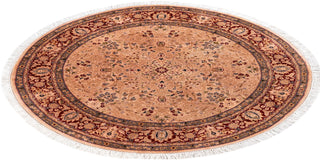 Modern Overdyed Hand Knotted Wool Pink Round Area Rug 4' 1" x 4' 1"