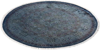 Modern Overdyed Hand Knotted Wool Gray Round Area Rug 4' 1" x 4' 1"