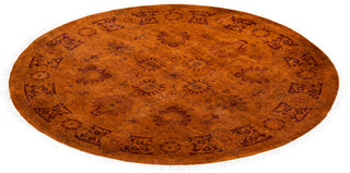 Modern Overdyed Hand Knotted Wool Gold Round Area Rug 4' 1" x 4' 1"
