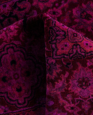 Overdyed Hand-Knotted Wool Modern-Contemporary Purple Area Rug 4' 1" x 4' 1"
