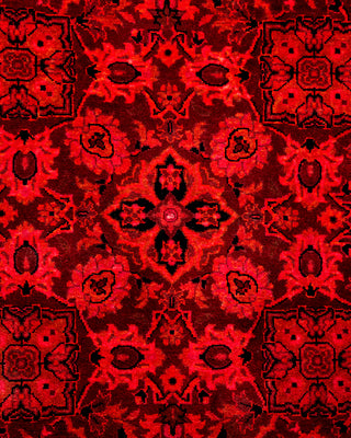 Contemporary Hand-Knotted Overdyed Orange Round Area Rug 4' 1" x 4' 1"