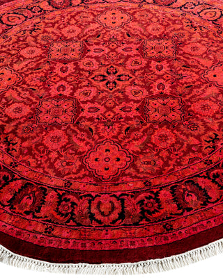 Contemporary Hand-Knotted Overdyed Orange Round Area Rug 4' 1" x 4' 1"