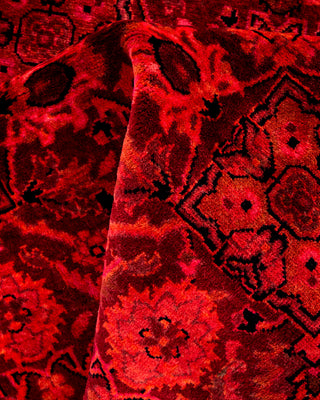 Contemporary Hand-Knotted Overdyed Orange Round Area Rug 4' 1" x 4' 1"