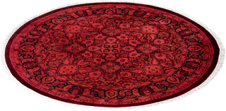 Modern Overdyed Hand Knotted Wool Orange Round Area Rug 4' 1" x 4' 1"