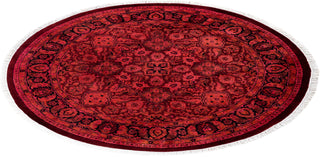 Contemporary Hand-Knotted Overdyed Orange Round Area Rug 4' 1" x 4' 1"