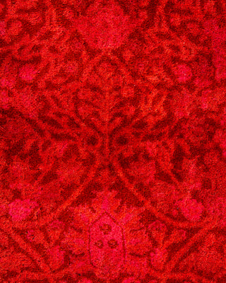 Contemporary Hand-Knotted Overdyed Orange Round Area Rug 4' 1" x 4' 1"