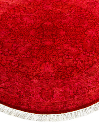 Contemporary Hand-Knotted Overdyed Orange Round Area Rug 4' 1" x 4' 1"