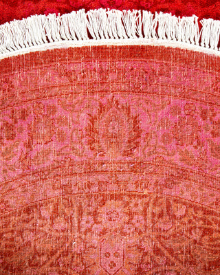 Contemporary Hand-Knotted Overdyed Orange Round Area Rug 4' 1" x 4' 1"